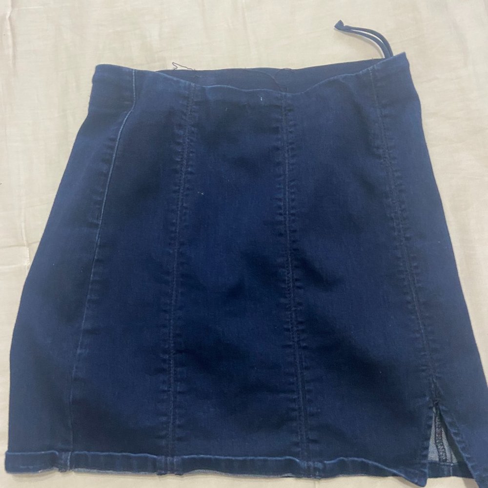 Free People Dark Blue Denim Mini Skirt- XS